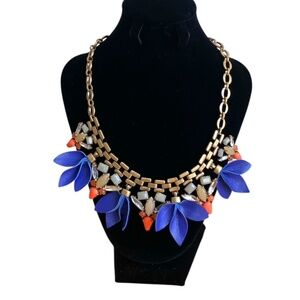 Stela & Dot Melia Vibrant Gold and Blue Bib Statement Necklace